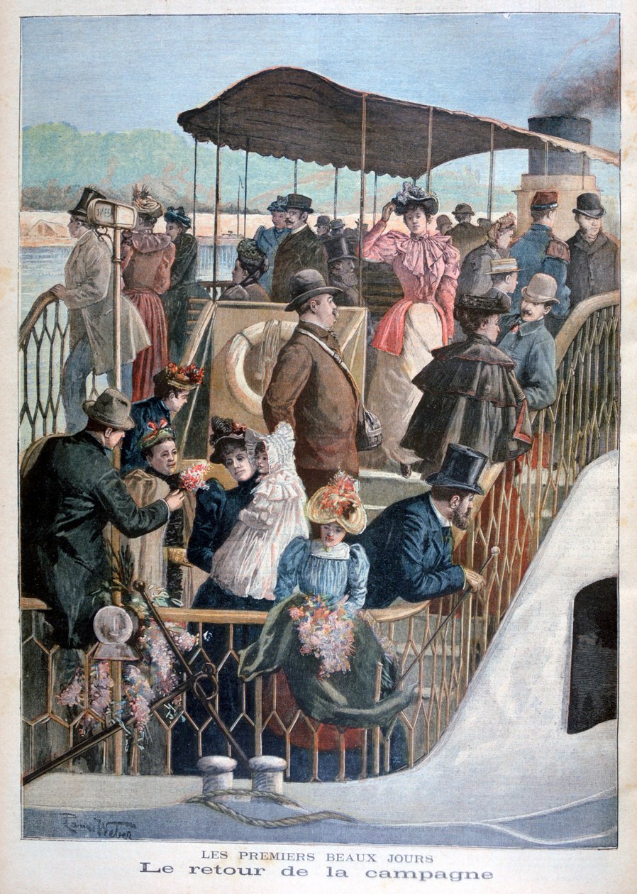 Paryżanie wracają łodzią ze wsi, 1894 autorstwa Weber