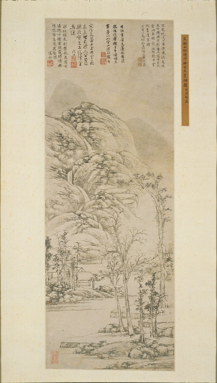 Starożytne drzewa i szare mgły, 1530. autorstwa Wen Zhengming