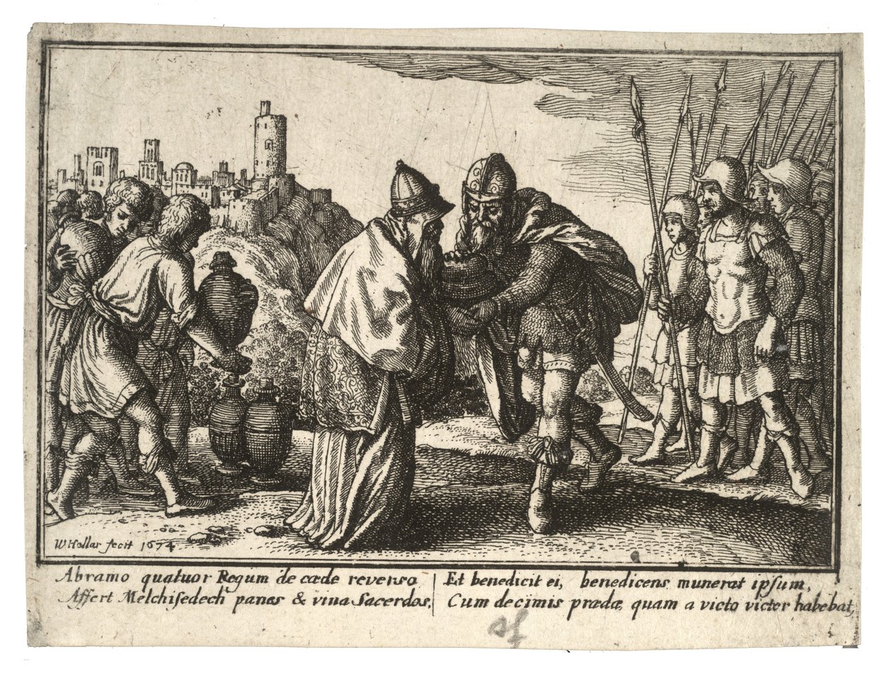 Abraham i Melchizedek autorstwa Wenceslaus Hollar