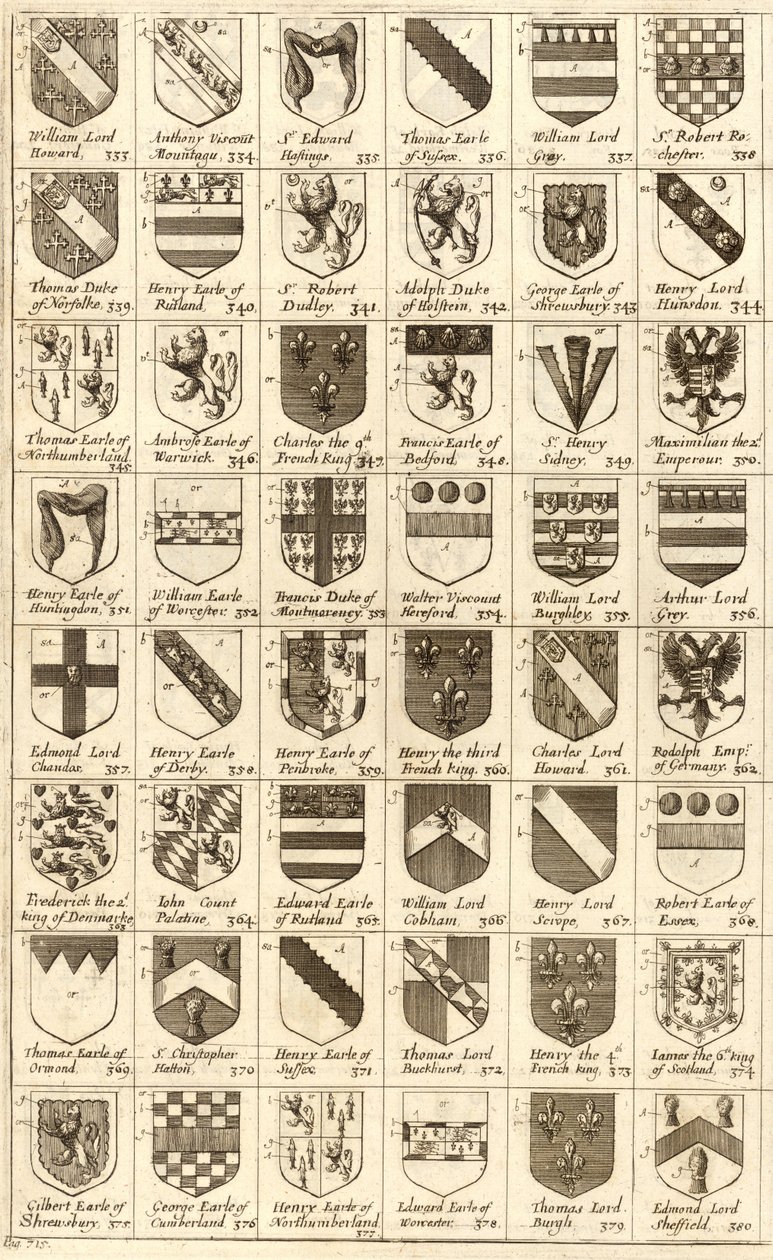 Ramiona rycerzy Podwiązki autorstwa Wenceslaus Hollar