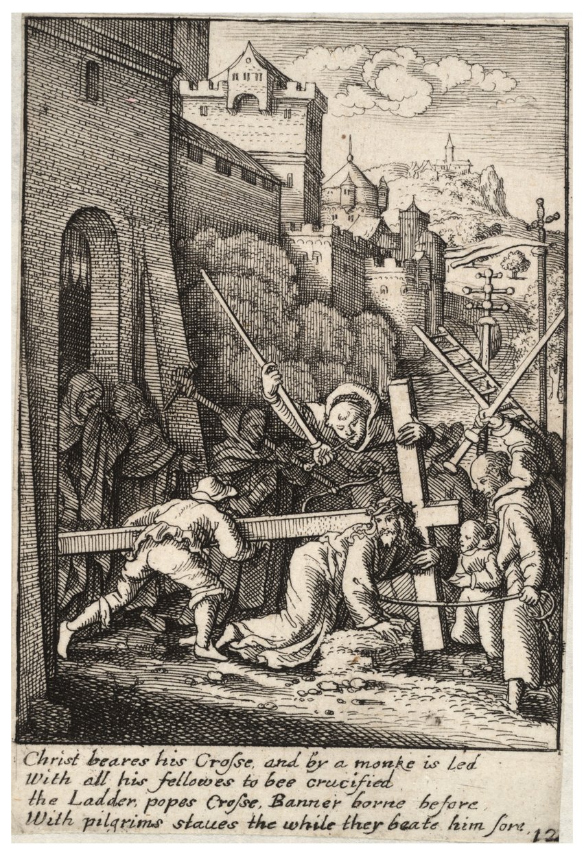 Niosąc krzyż autorstwa Wenceslaus Hollar