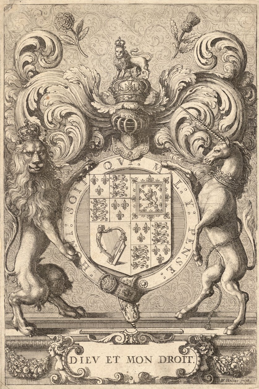Angielskie herby królewskie (1660 – 1689). Stan 2 autorstwa Wenceslaus Hollar