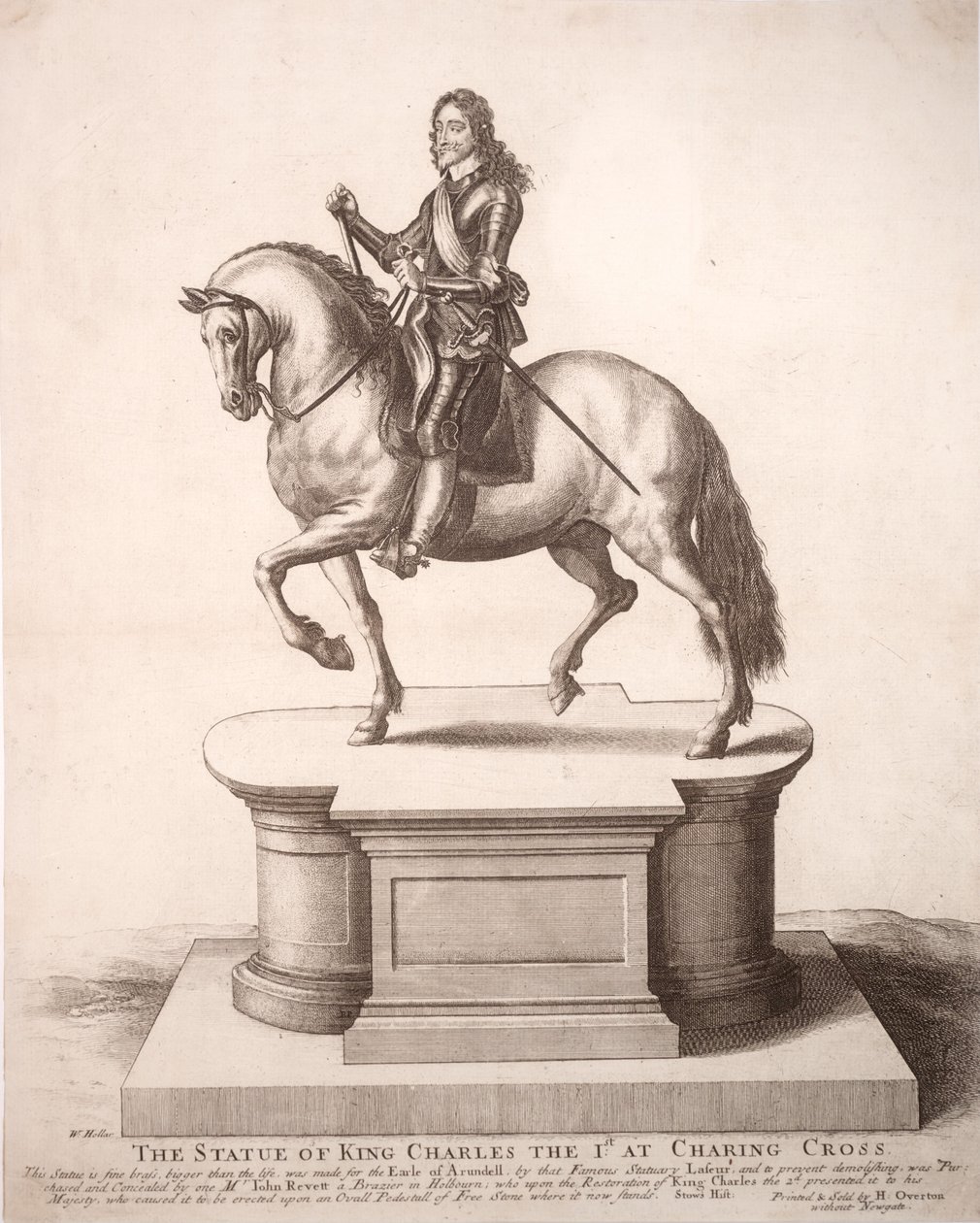Pomnik konny Karola I. Stan 6 autorstwa Wenceslaus Hollar