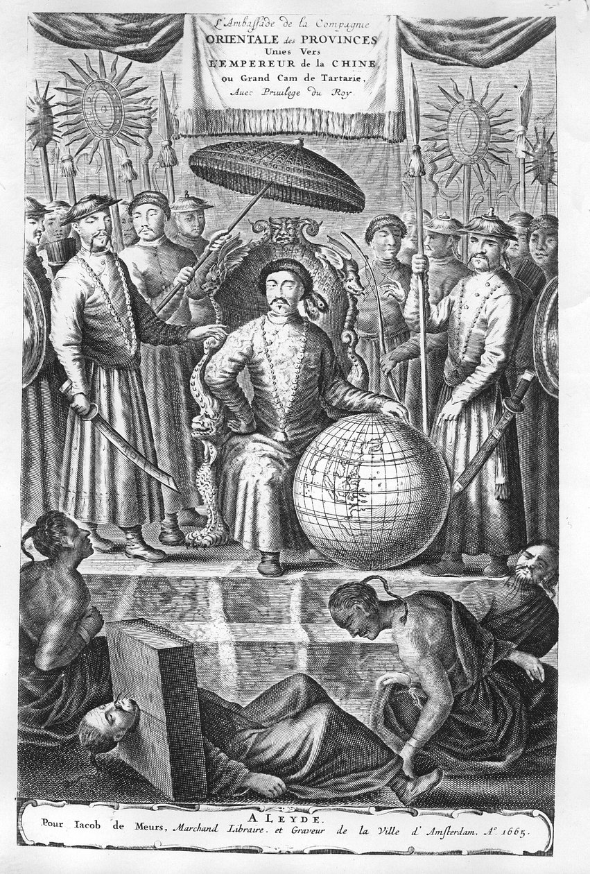 Frontyspis do „Ambasady Kompanii Wschodnioindyjskiej Zjednoczonych Prowincji do Wielkiego Tatara Chama, Cesarza Chin” Jana Nieuhofa, wydanie opublikowane w 1665 r. autorstwa Wenceslaus Hollar