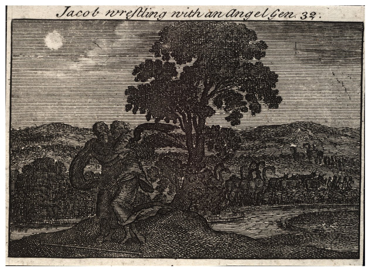 Jakub zmaga się z aniołem autorstwa Wenceslaus Hollar