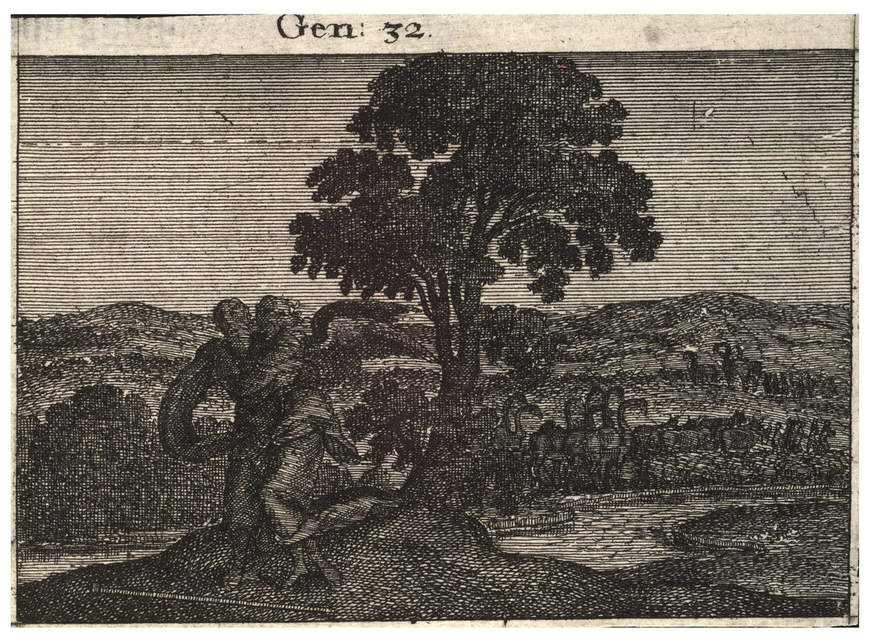 Jakub zmaga się z aniołem. Stan 1 autorstwa Wenceslaus Hollar