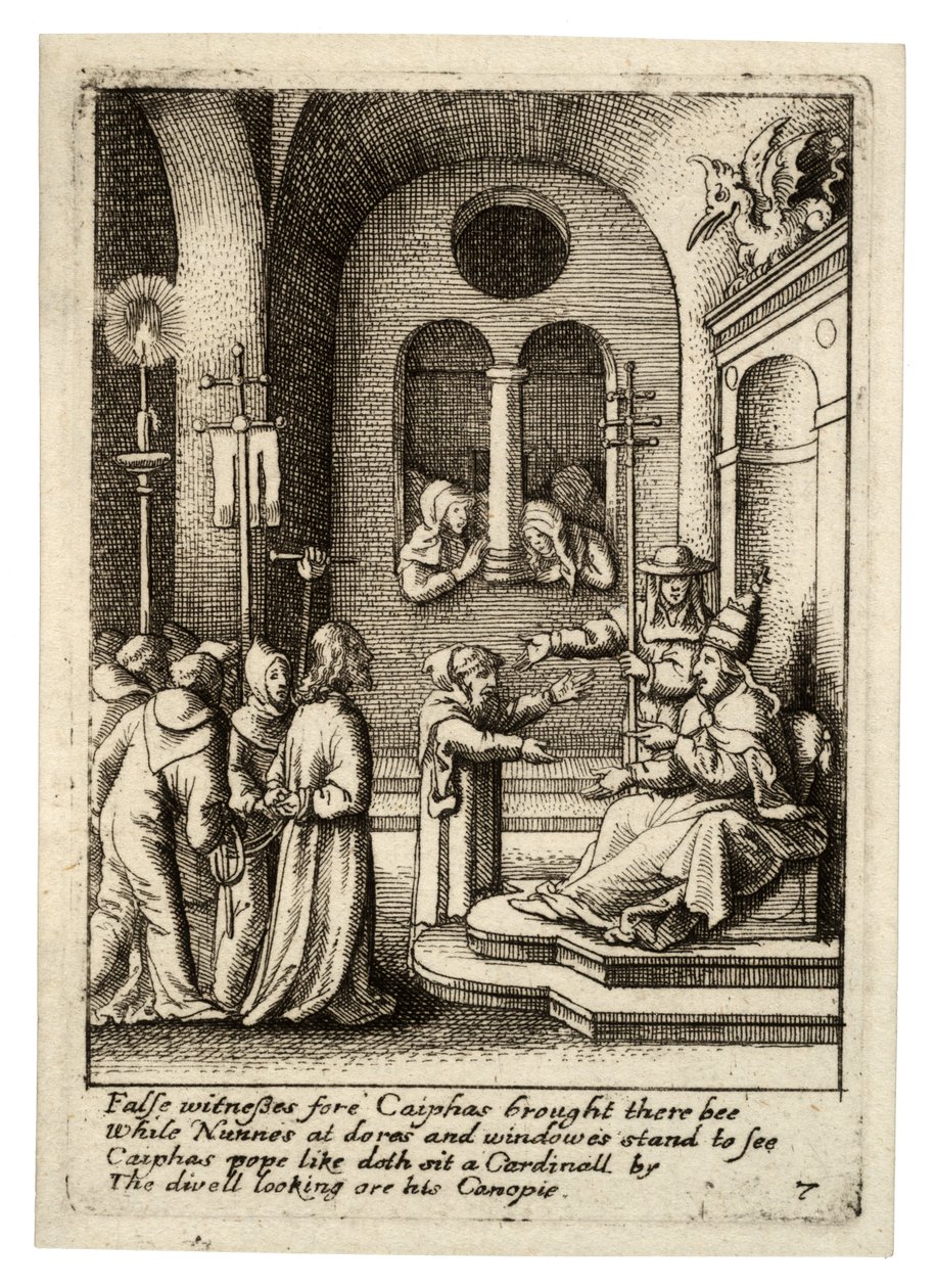 Jezus ponownie przed Kajfaszem autorstwa Wenceslaus Hollar