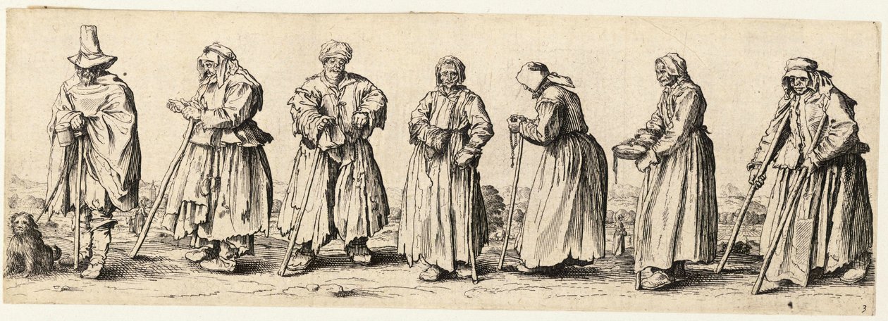 Żebracy mężczyźni i kobiety autorstwa Wenceslaus Hollar
