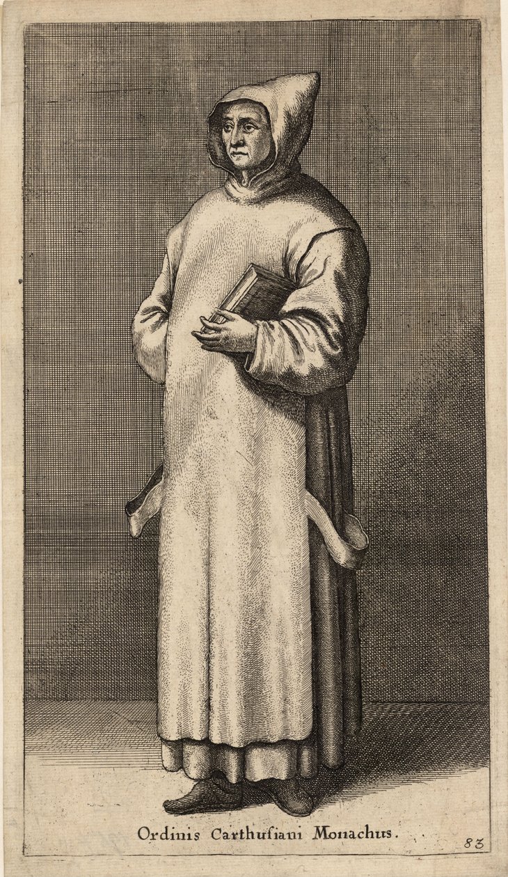 Ordinis Carthusiani Monachus. Stan 3 autorstwa Wenceslaus Hollar