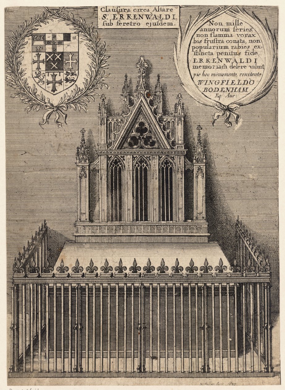 Św. Erkenwald (pomnik). Państwo 2 autorstwa Wenceslaus Hollar