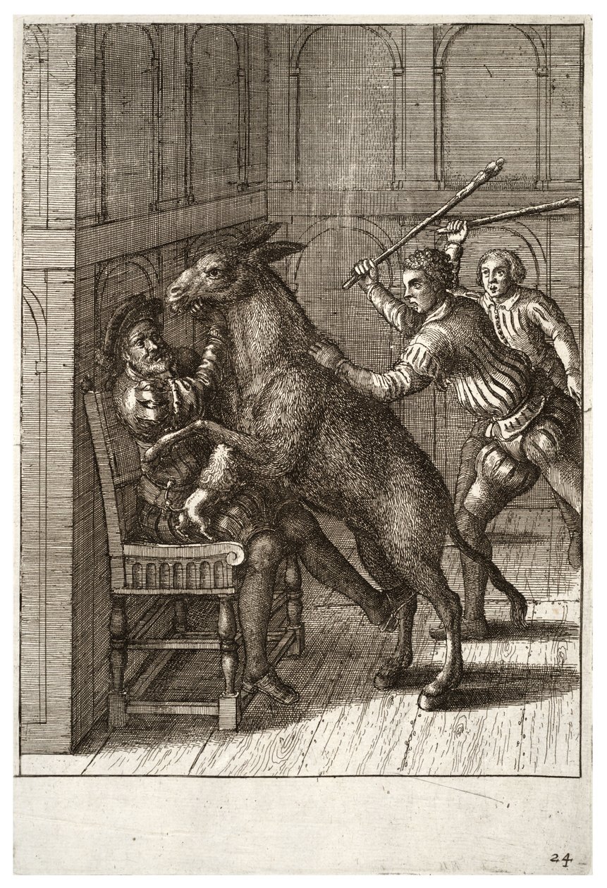 Pies i osioł autorstwa Wenceslaus Hollar