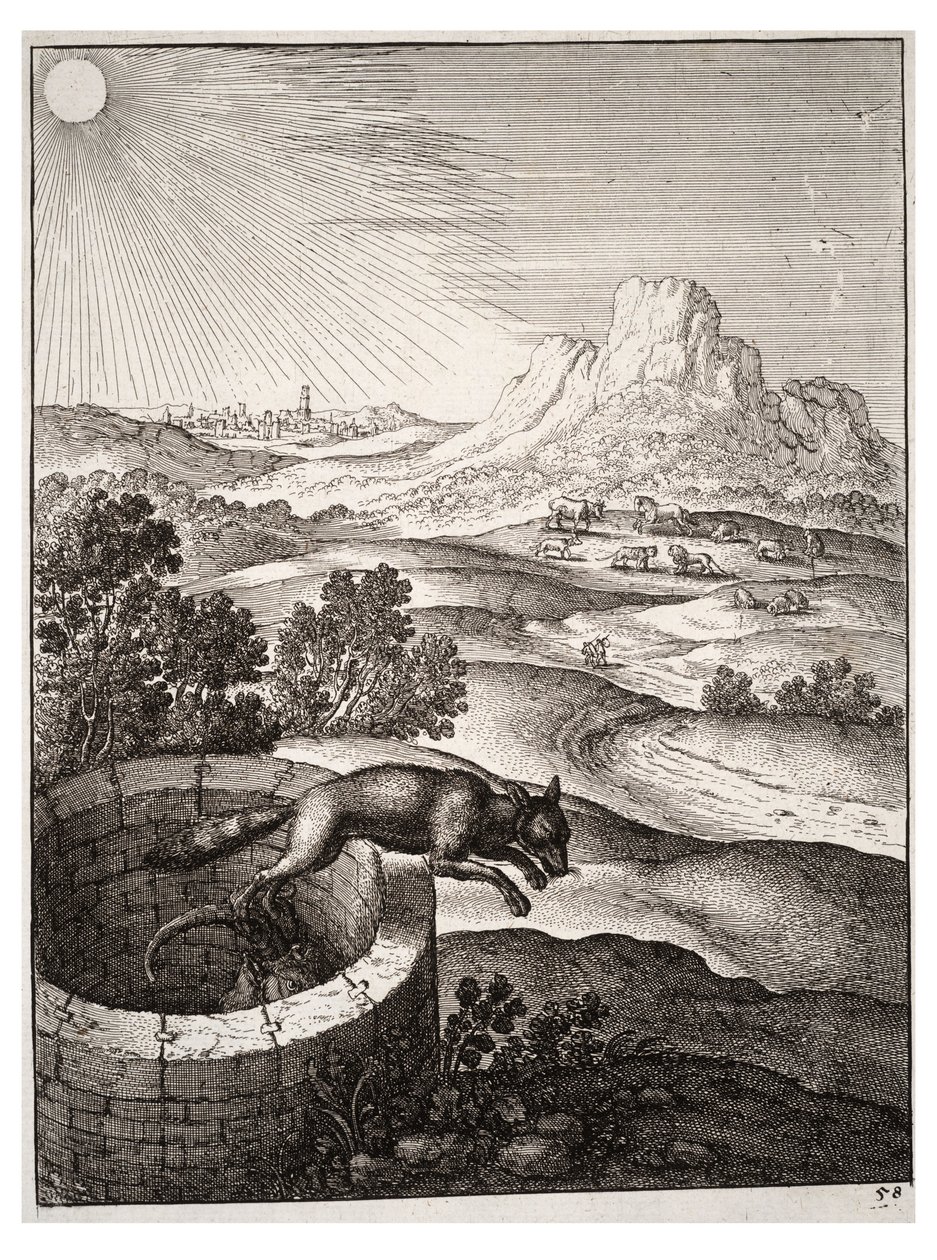 Lis i koza autorstwa Wenceslaus Hollar