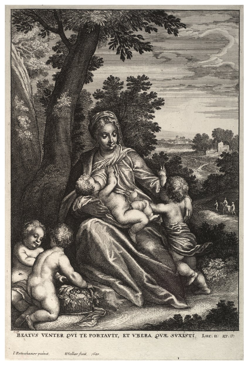 Święta rodzina według Rottenhammer autorstwa Wenceslaus Hollar