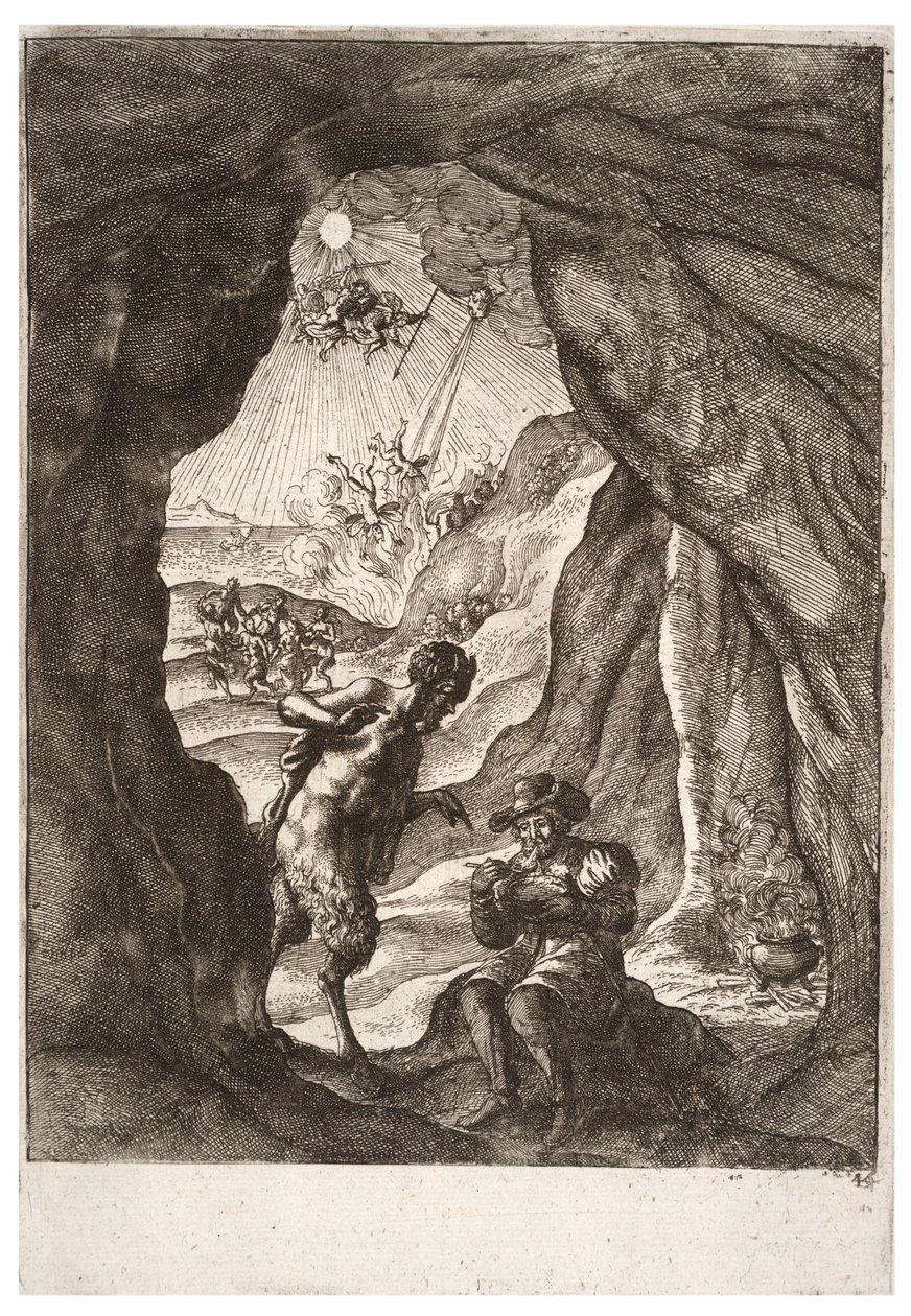 Satyr i podróżnik. Stan 2 autorstwa Wenceslaus Hollar
