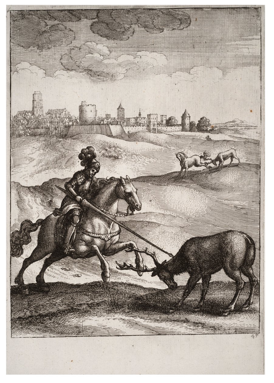 Jeleń i koń autorstwa Wenceslaus Hollar