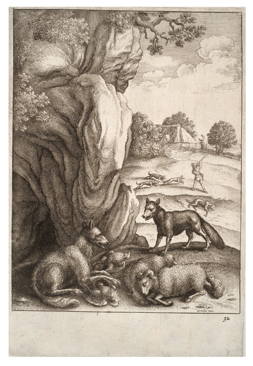 Wilk i lis autorstwa Wenceslaus Hollar