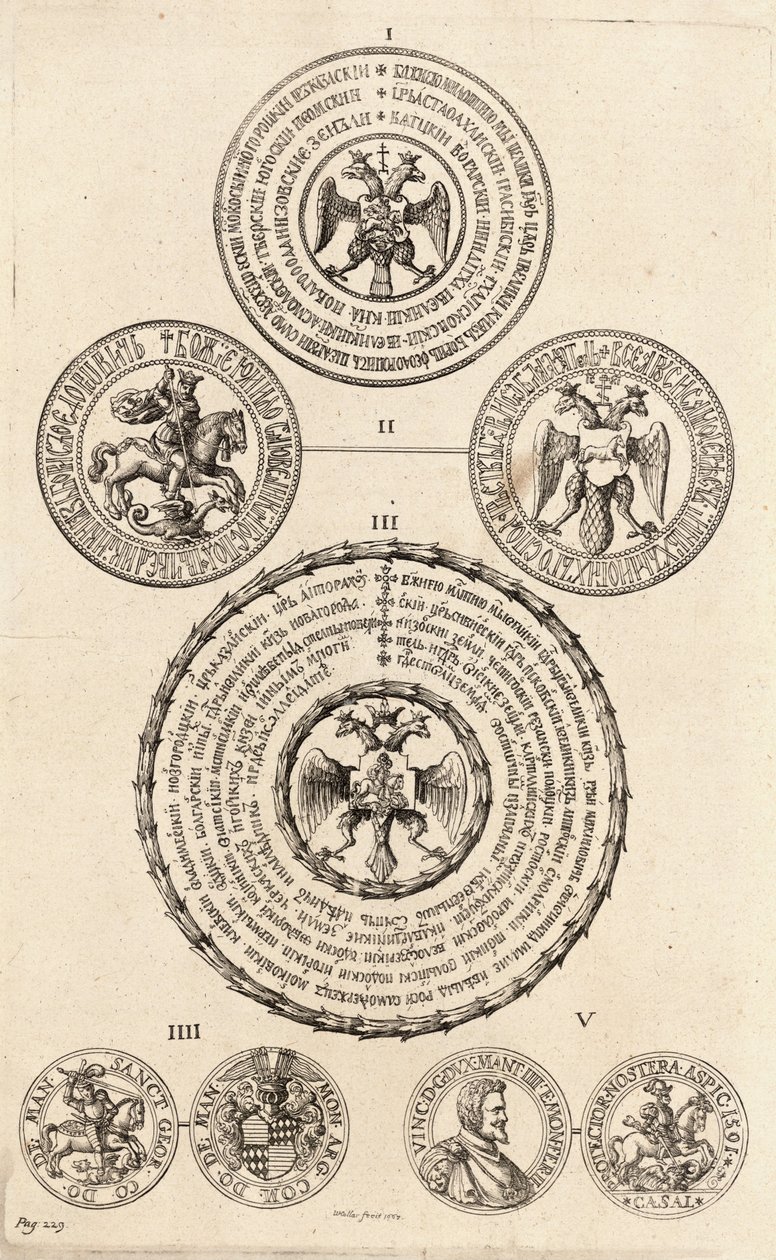 Trzy rosyjskie pieczęcie i dwa medale. Stan 2 autorstwa Wenceslaus Hollar