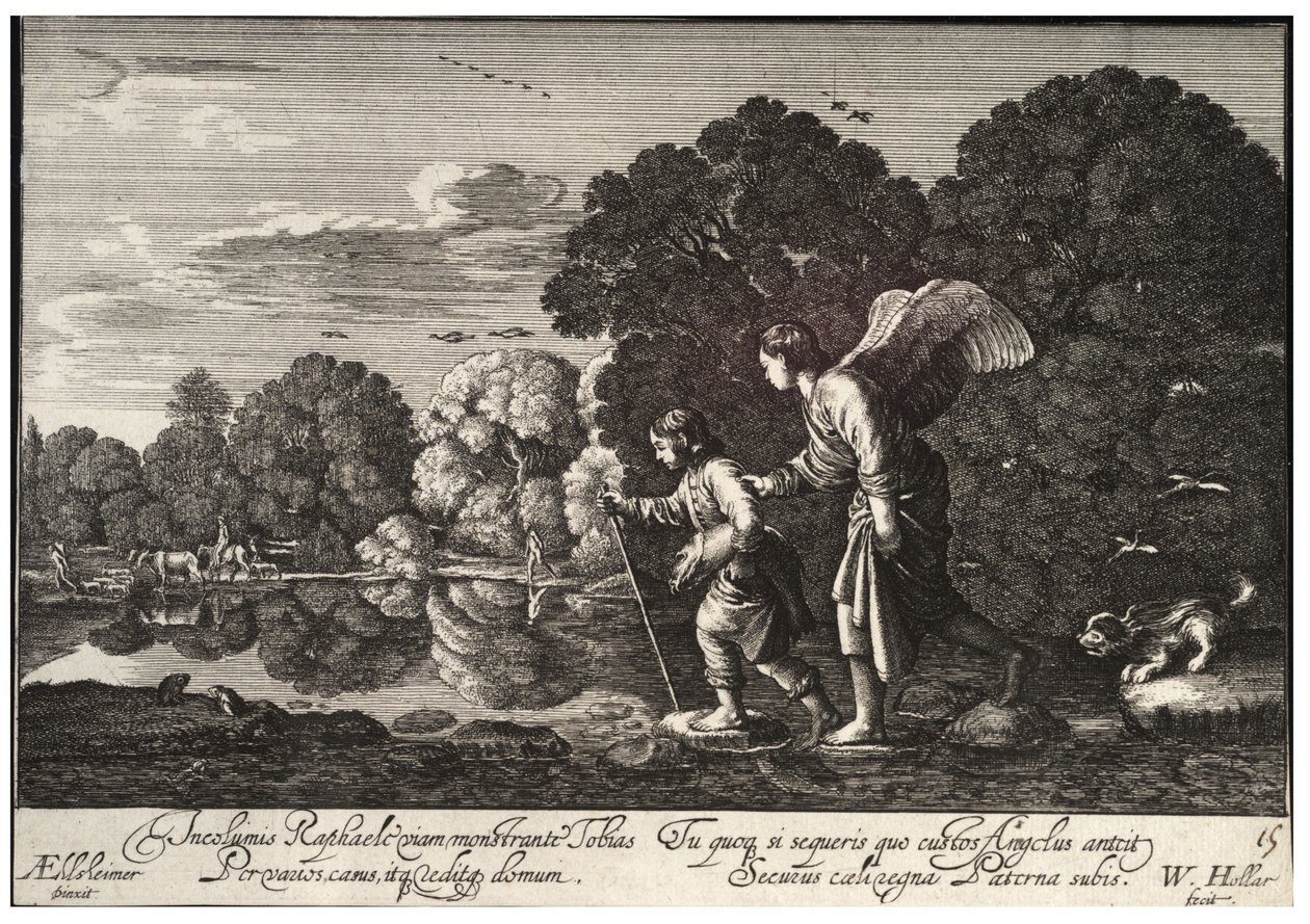 Tobiasz i Anioł. Stan 1 autorstwa Wenceslaus Hollar