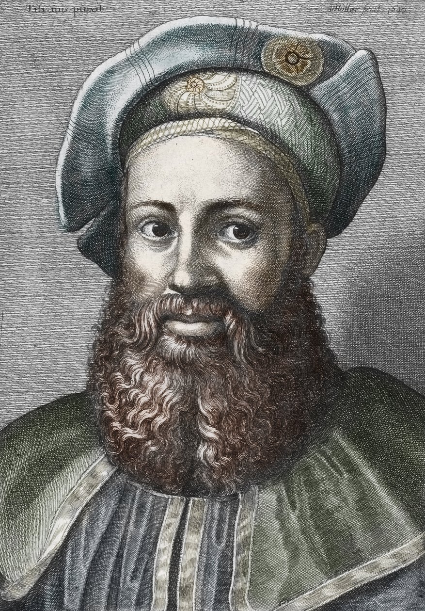 Portret Pietro Aretino (1492-1556) (Aretin), włoski poeta (Portret włoskiego poety Pietro Aretino) Grawerowanie Kolekcja prywatna autorstwa Wenceslaus (after) Hollar