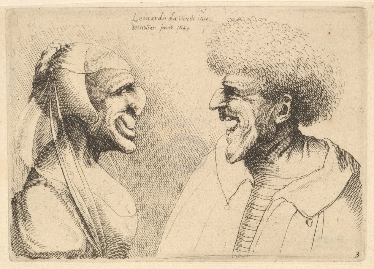 Zdeformowana para naprzeciw siebie, 1645. autorstwa Wenceslaus Hollar