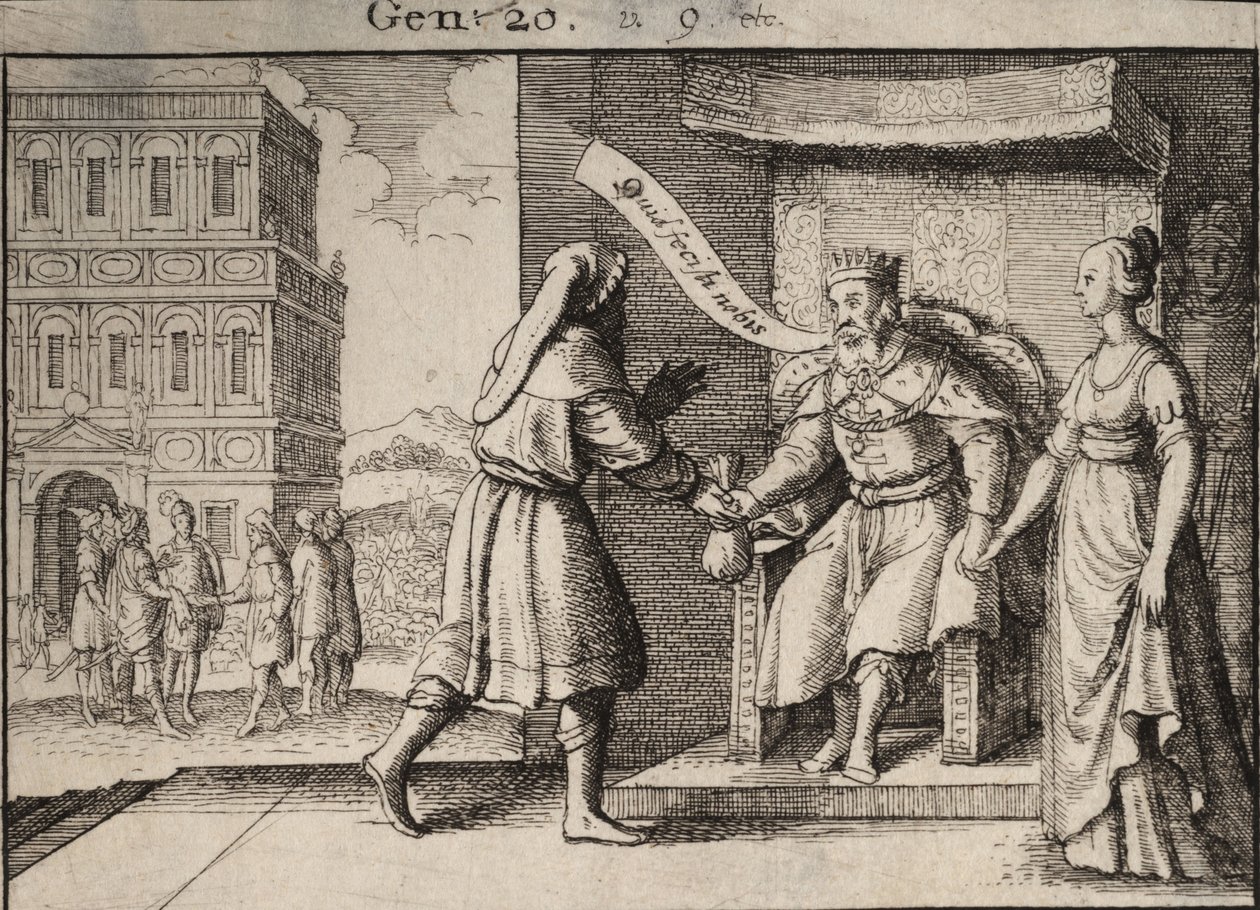 Abimelech gani Abrahama. Stan 1 autorstwa Wenceslaus Hollar