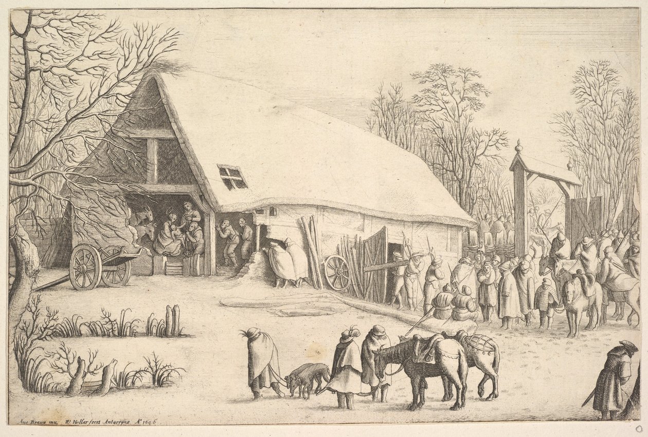 Adoracja Królów po Augustynie Braunie, 1646 r. autorstwa Wenceslaus Hollar