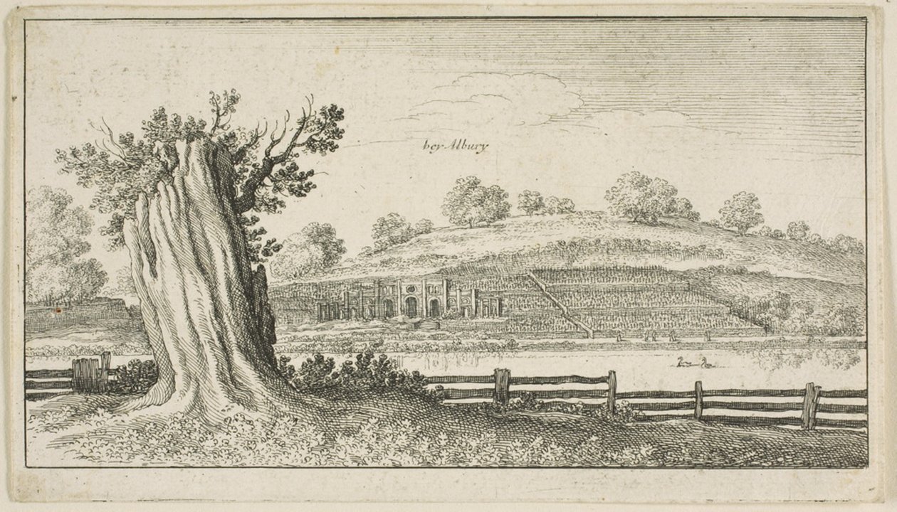 Albury z pniakiem na pierwszym planie autorstwa Wenceslaus Hollar