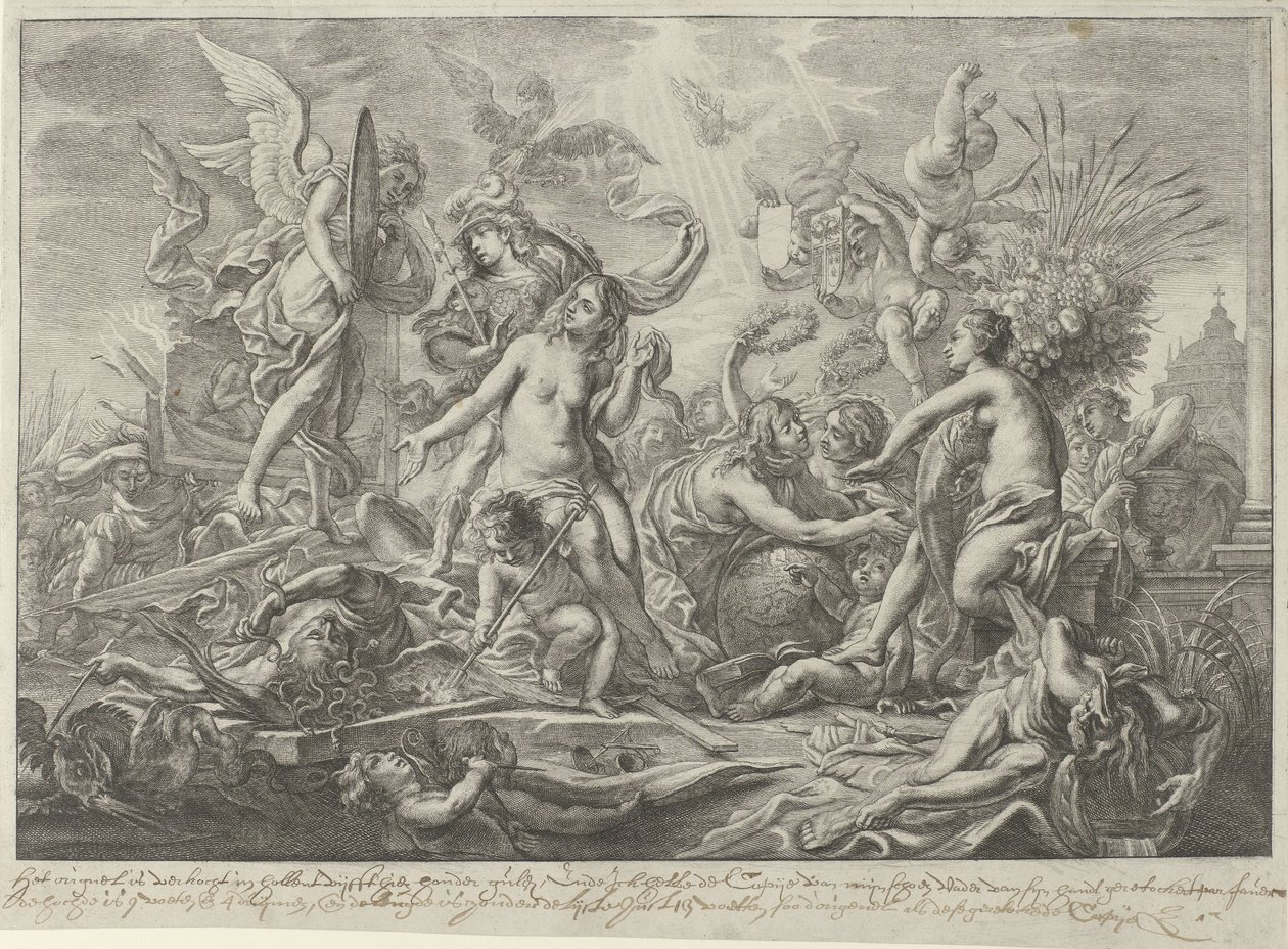 Alegoria pokoju westfalskiego, 1648 autorstwa Wenceslaus Hollar