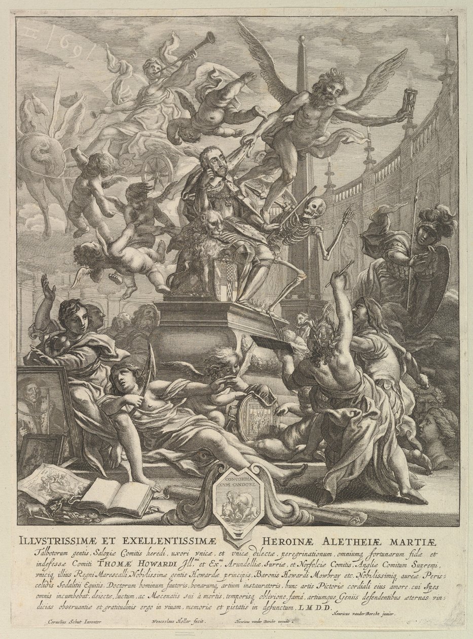 Alegoria o śmierci hrabiego Arundel, ca. 1646. autorstwa Wenceslaus Hollar