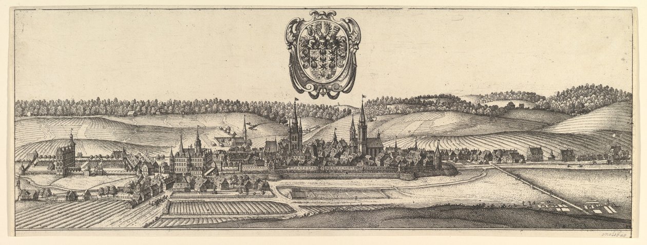 Ansbach i Coburg, Widok a dwóch widoków a&b., 1625-77. autorstwa Wenceslaus Hollar