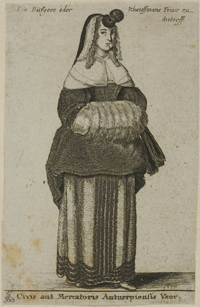 Żona z Antwerpii autorstwa Wenceslaus Hollar