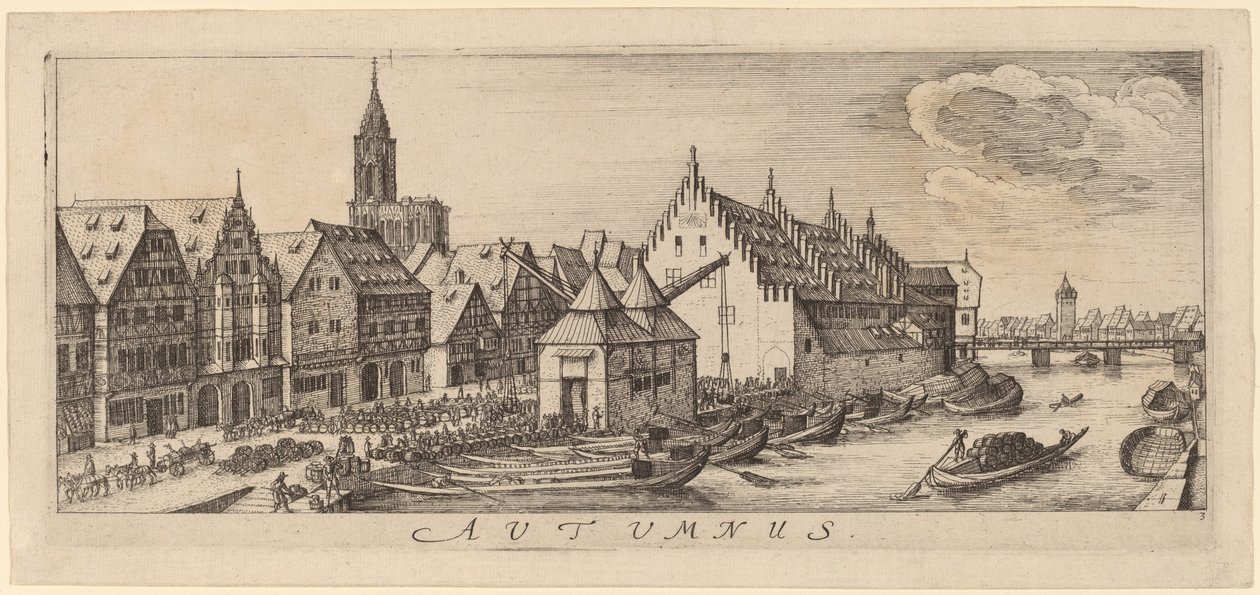Jesień: Targ Wina autorstwa Wenceslaus Hollar