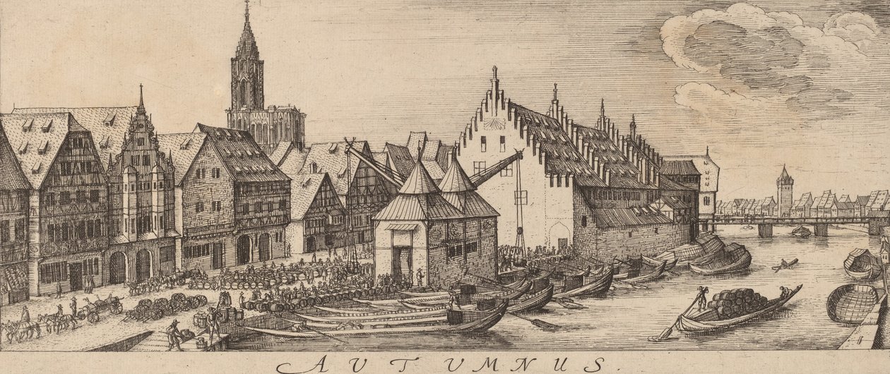 Jesień: Targ Wina, ok. godz. 16281629. autorstwa Wenceslaus Hollar