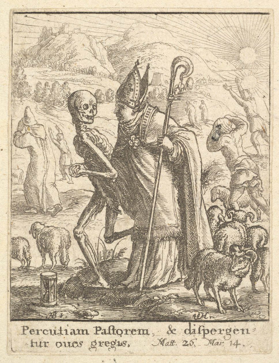 Biskup, z Tańca Śmierci, 1651. autorstwa Wenceslaus Hollar