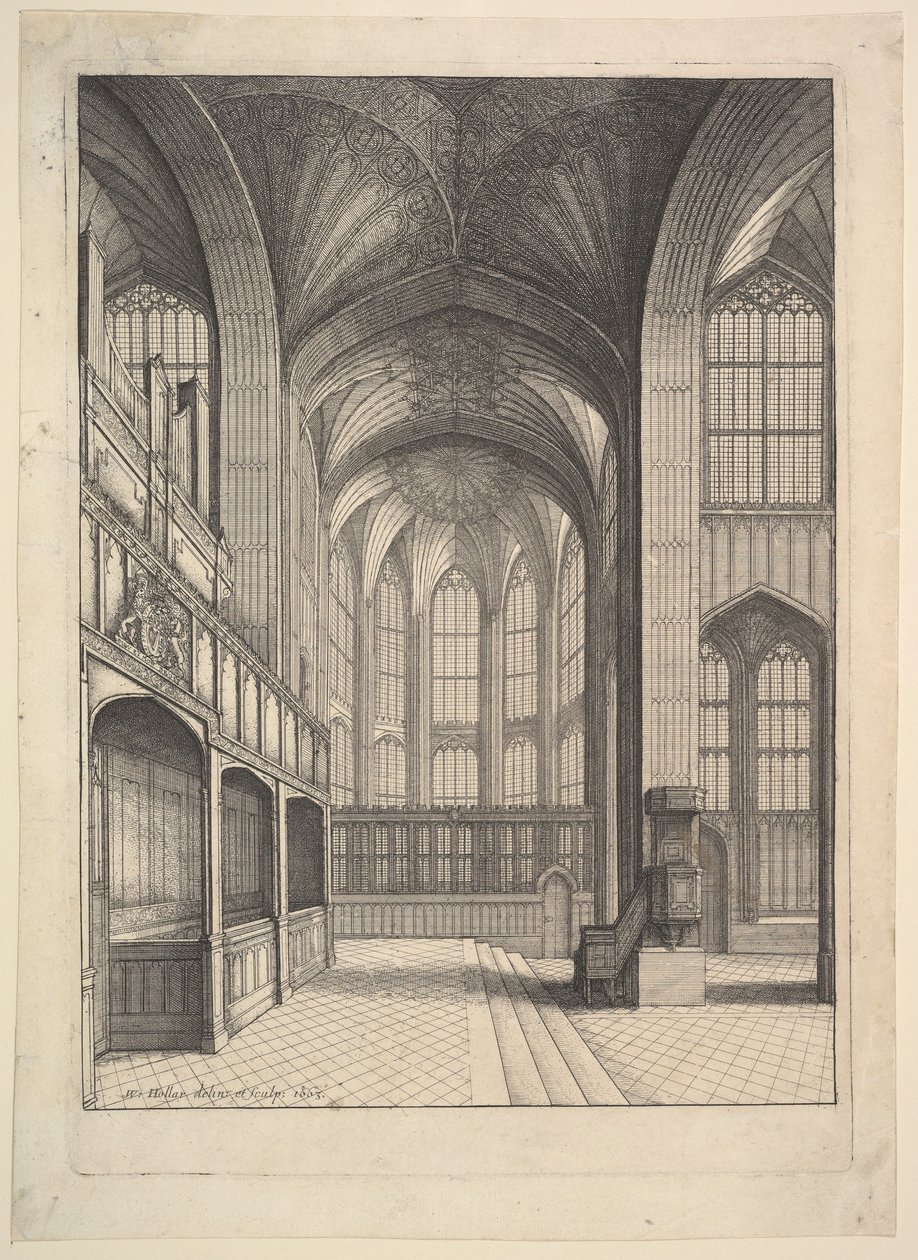 Kaplica Brays w kaplicy św. Jerzego, Windsor., 1663. autorstwa Wenceslaus Hollar