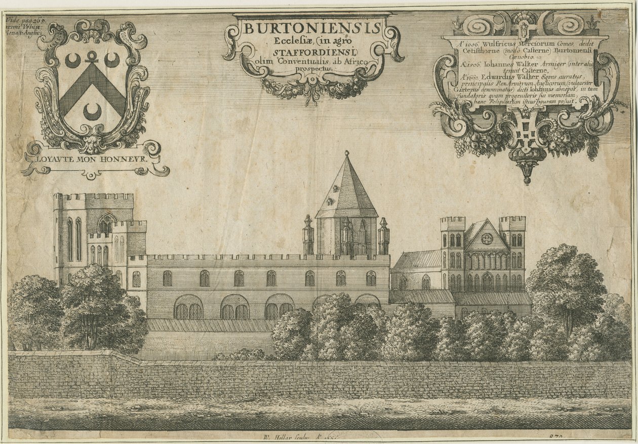 Opactwo Burton-upon-Trent: miedzioryt, 1661 autorstwa Wenceslaus Hollar