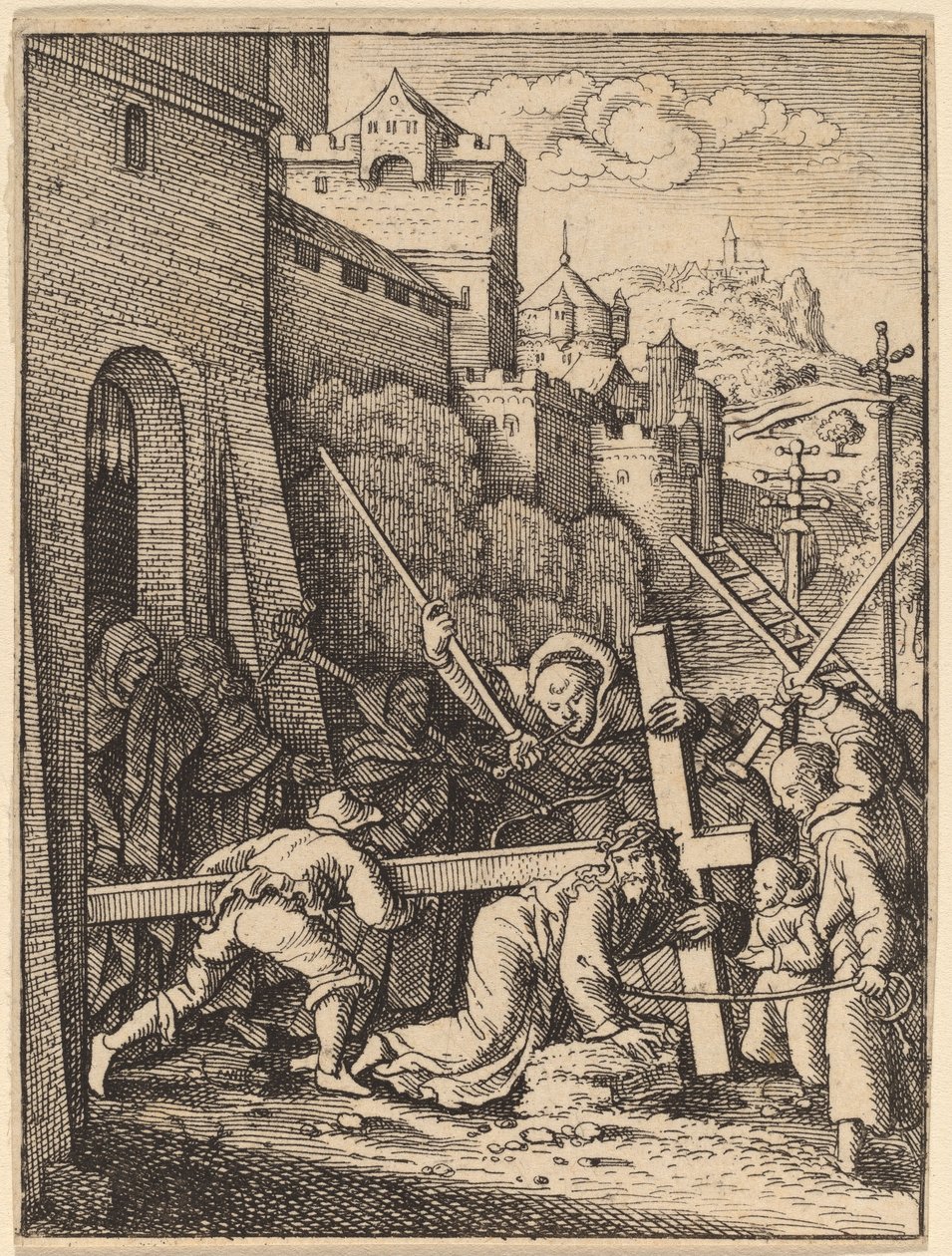 Niesienie krzyża autorstwa Wenceslaus Hollar
