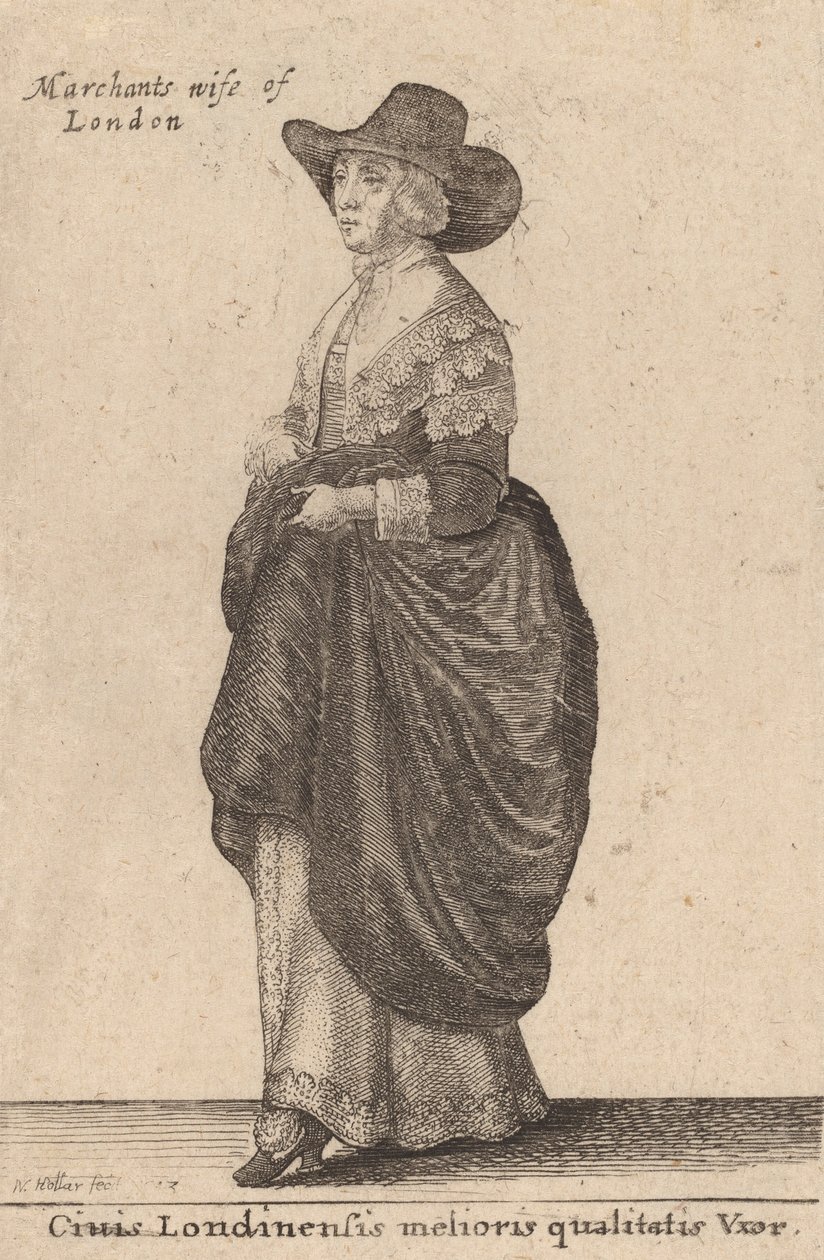 Kobieta najlepszej jakości z Londynu, 1643. autorstwa Wenceslaus Hollar