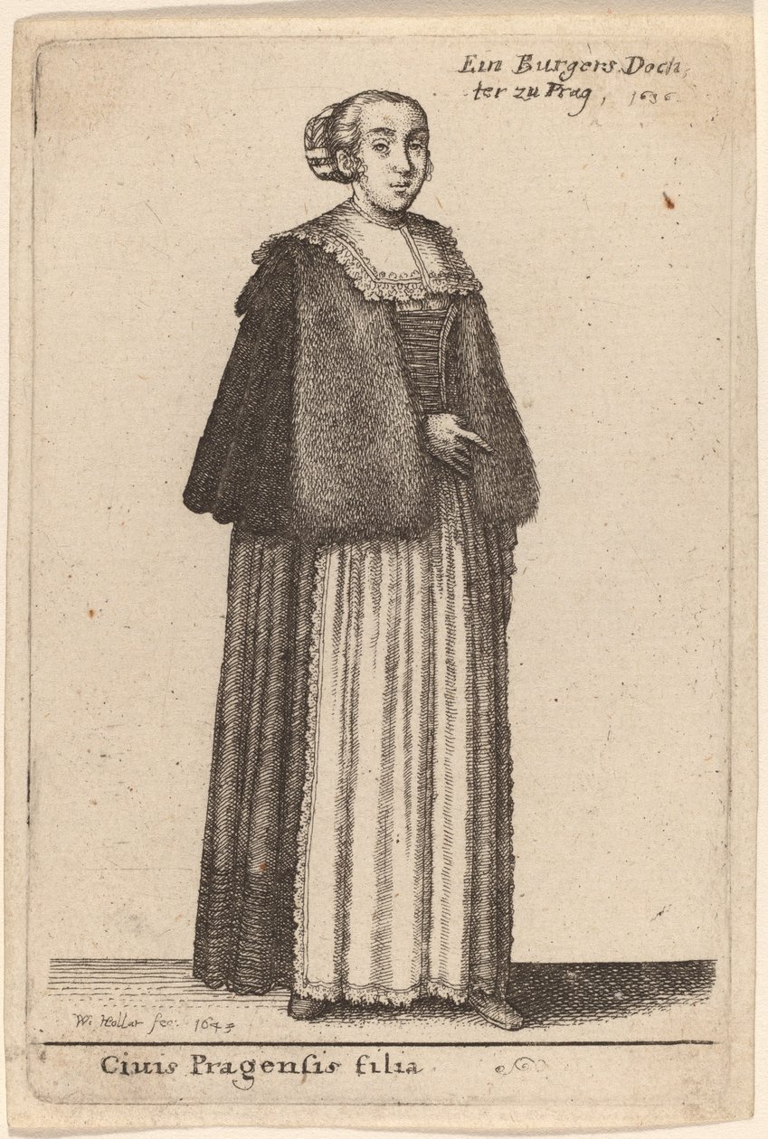 Córka obywatela Pragi autorstwa Wenceslaus Hollar