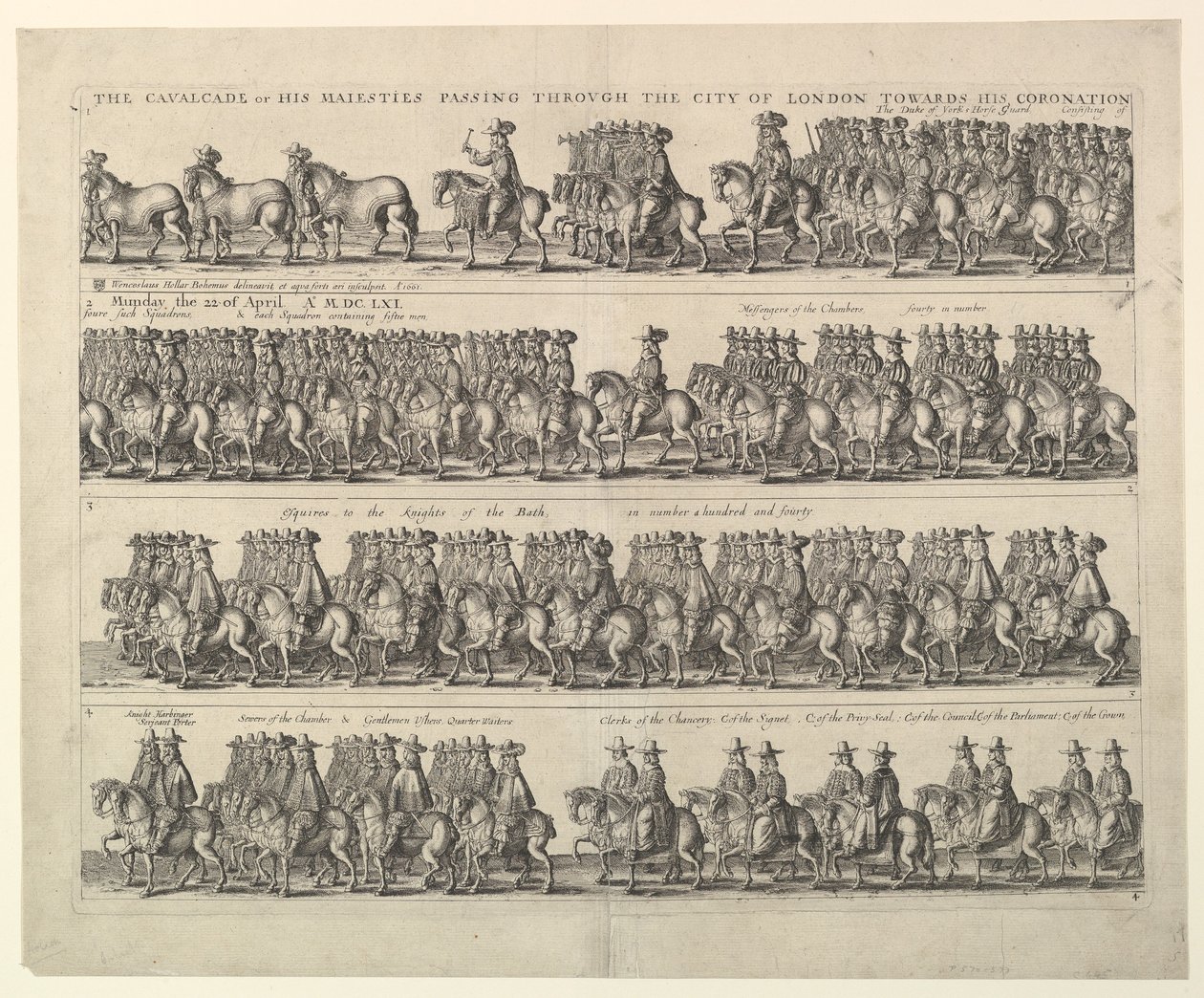 Procesja koronacyjna Karola II przez Londyn, 1662. autorstwa Wenceslaus Hollar