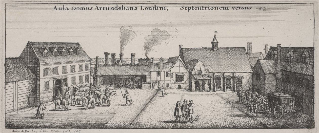 Dziedziniec Domu Arundel od strony północnej autorstwa Wenceslaus Hollar