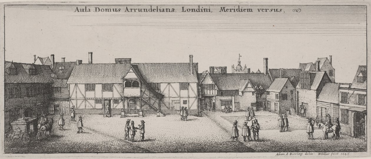 Dziedziniec Domu Arundel, od południa autorstwa Wenceslaus Hollar