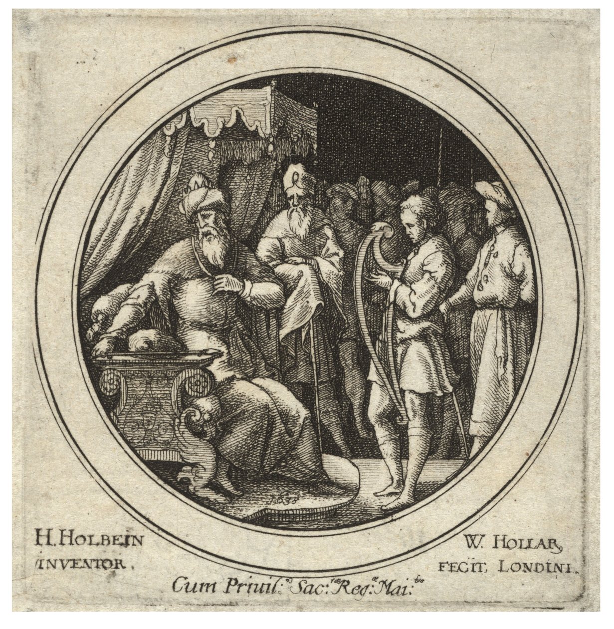 Dawid przed Saulem. Stan 2 autorstwa Wenceslaus Hollar