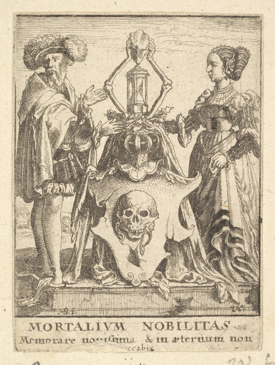 Herb śmierci, z Tańca Śmierci, 1651. autorstwa Wenceslaus Hollar