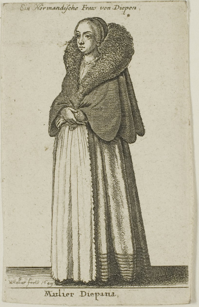 Kobieta z Dieppe autorstwa Wenceslaus Hollar