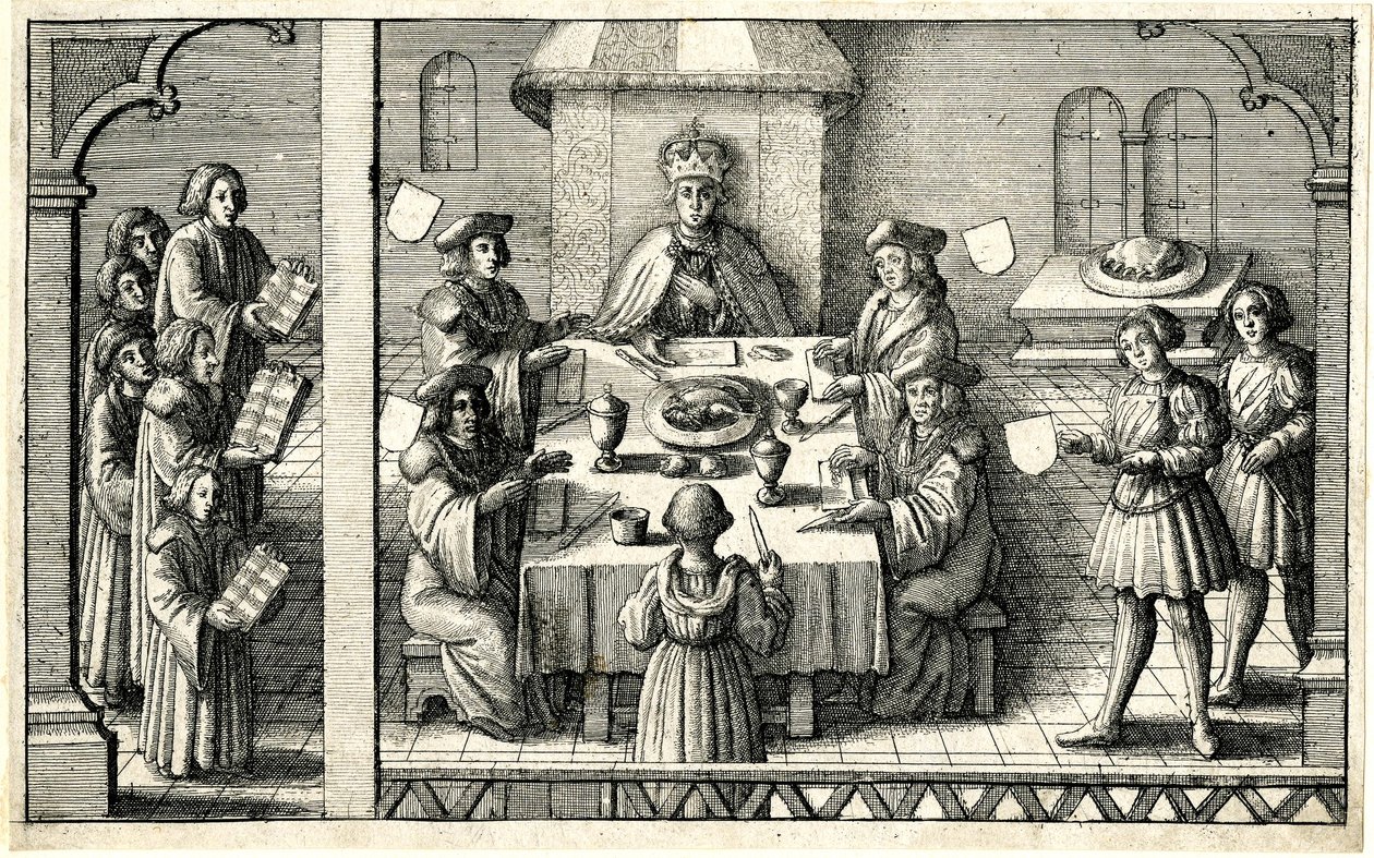 Kolacja podczas inwestytury Ferdynanda I do Podwiązki autorstwa Wenceslaus Hollar