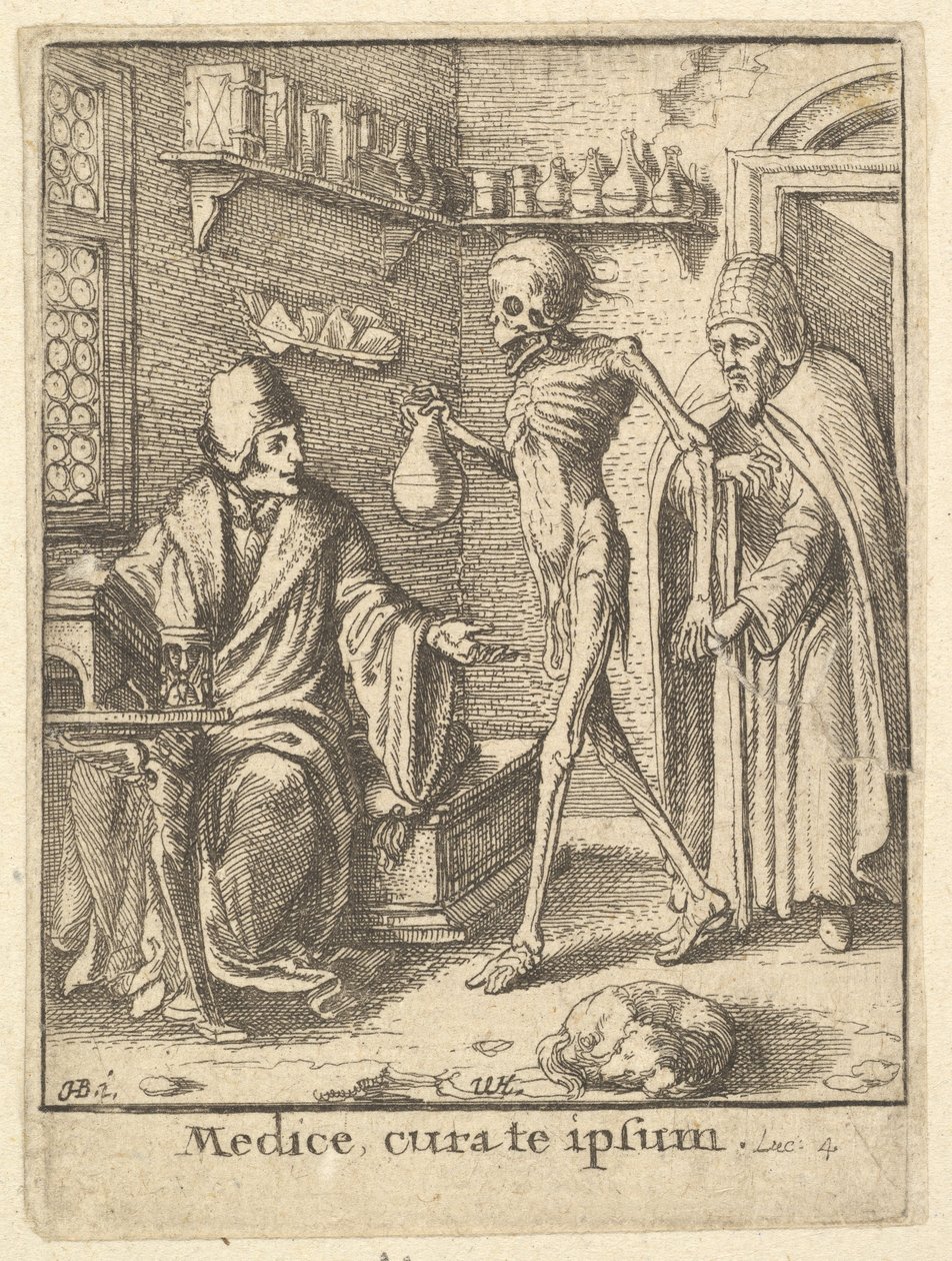 Doktor, z Tańca Śmierci, 1651. autorstwa Wenceslaus Hollar