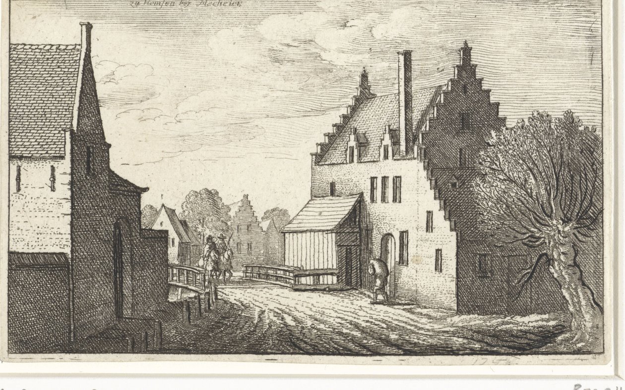 Wiejska ulica w Hemsen w pobliżu Mechelen Widoki miast europejskich (tytuł serii) autorstwa Wenceslaus Hollar