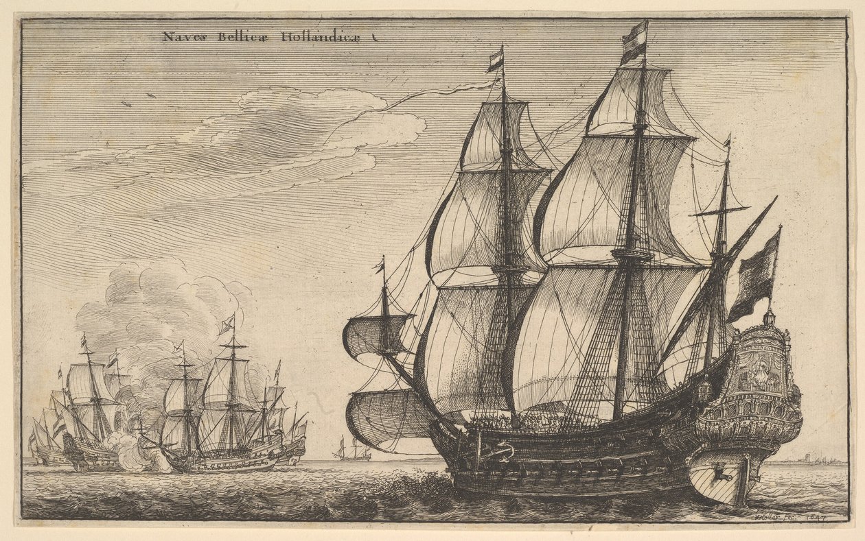 Holenderskie okręty wojenne Naves Bellicæ Hollandicæ, 1647. autorstwa Wenceslaus Hollar