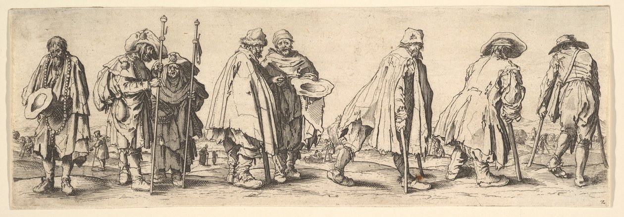 Ośmiu żebraków, 1630. autorstwa Wenceslaus Hollar